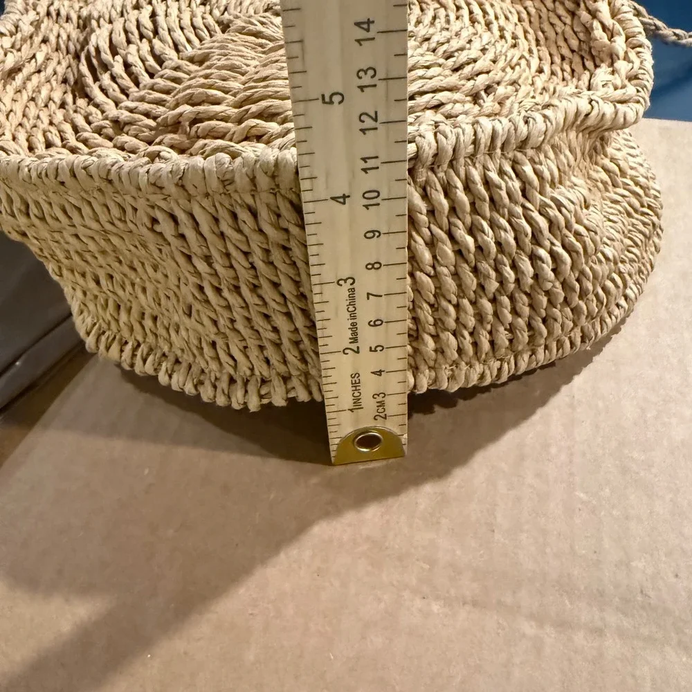 Natural Woven Straw Round Crossbody Bag Handbag Circle Boho Beach Summer‎ Purse